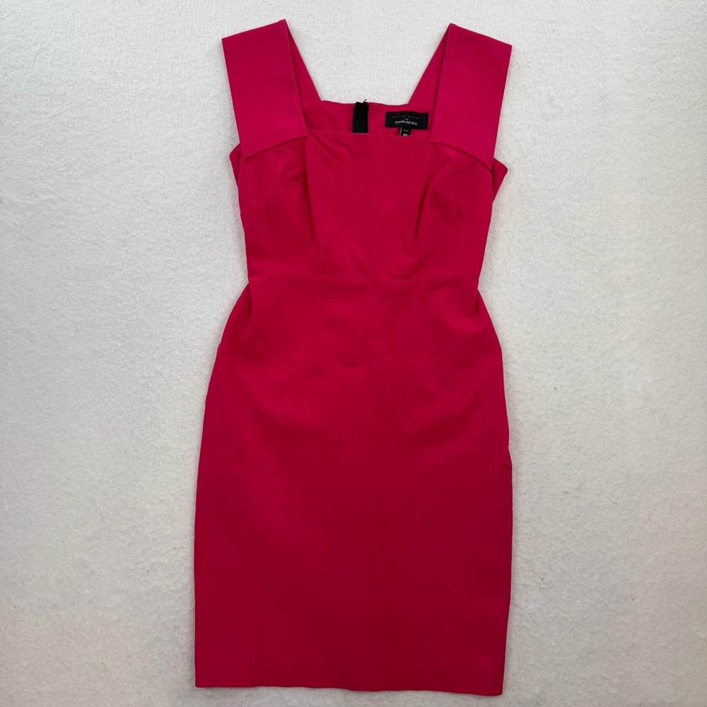 Roland Mouret Banana Republic Pink Preppy Wide Strap Cocktail Sheath Dress Sz 8P - Picture 3 of 9